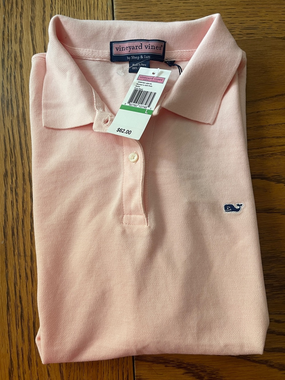NWT Vineyard Vines Light Pink Polo with Navy Whale Logo